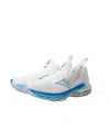 MIZUNO WOMEN WAVE NEO WIND RUNNING SHOE IN UNDYED WHITE-PEACE BLUE