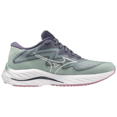Mizuno Women's Wave Rider 27 Ssw Running Shoes In Blue Surf-snow White In Green