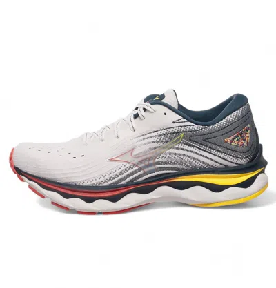 Mizuno Women's Wave Sky 6 Running Shoes - Medium Width In White/hibiscus In Multi