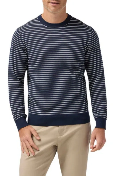 Mizzen + Main Mizzen+main Ashe Stripe Crewneck Cotton Blend Sweater In Blue