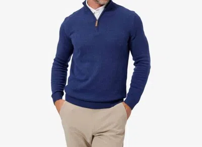 Mizzen + Main Cassady Quarter Zip Pullover In Medieval Blue Heather