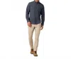 Mizzen + Main City Flannel Long Sleeve Polo In Navy Heather In Blue