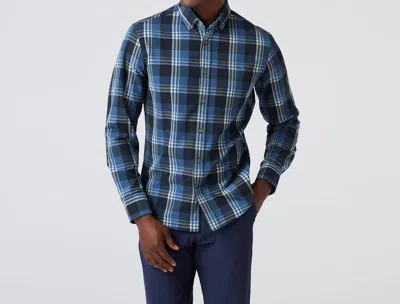 Mizzen + Main City Flannel Shirt In Denim Blue William Plaid