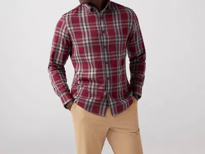 Mizzen + Main City Flannel Twill Button Down Shirt In Garnet Plaid In Burgundy