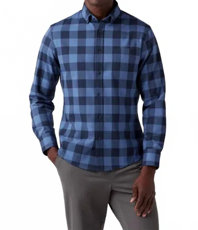 Mizzen + Main City Flannel Twill Shirt In Denim Blue Buffalo