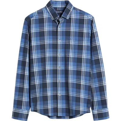 Mizzen + Main Mizzen+main City Plaid Stretch Flannel Button-down Shirt In Denim Blue William Plaid