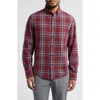 Mizzen + Main City Flannel Twill Button Down Shirt In Garnet Plaid In Burgundy