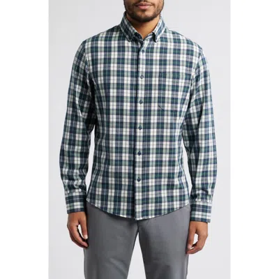 Mizzen + Main Mizzen+main City Trim Fit Plaid Stretch Flannel Button-down Shirt In White Kent Plaid