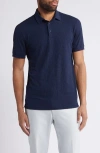 Mizzen + Main Mizzen+main Copa Trim Fit Stripe Performance Polo In Navy Solid