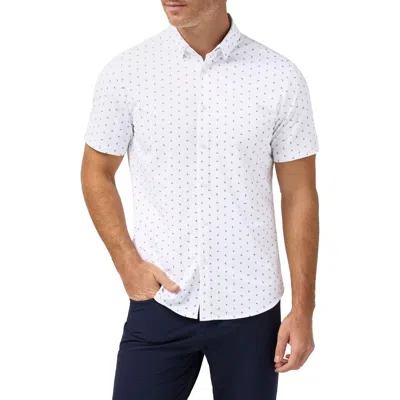 Mizzen + Main Mizzen+main Halyard Floral Print Short Sleeve Performance Button-up Shirt In Neutral