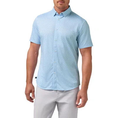 Mizzen + Main Mizzen+main Halyard Print Short Sleeve Performance Button-up Shirt In Blue