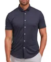 Mizzen + Main Halyard Short Sleeve Button-down Shirt In Navy Dot