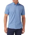 Mizzen + Main Mizzen+main Halyard Trim Fit Geo Print Short Sleeve Performance Button-up Shirt In Blue
