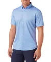 Mizzen + Main Mizzen+main Halyard Trim Fit Dot Short Sleeve Performance Button-up Shirt In Blue
