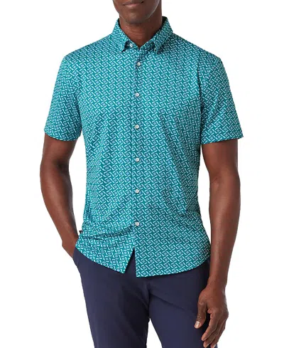 Mizzen + Main Mizzen+main Halyard Short Sleeve Dress Shirt Teal Kaleidoscope In Green