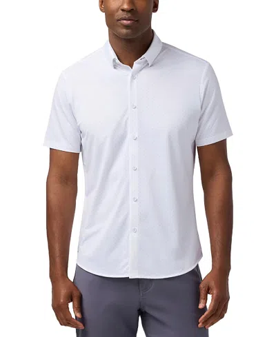 Mizzen + Main Mizzen+main Halyard Short Sleeve Dress Shirt In Wht Petal Hatch Trim