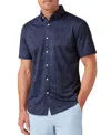 Mizzen + Main Halyard Short Sleeve Button Down Shirt In Coastal Fjord Coffee Leaf In Blue