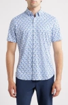 Mizzen + Main Mizzen+main Halyard Trim Fit Abstract Short Sleeve Performance Button-up Shirt