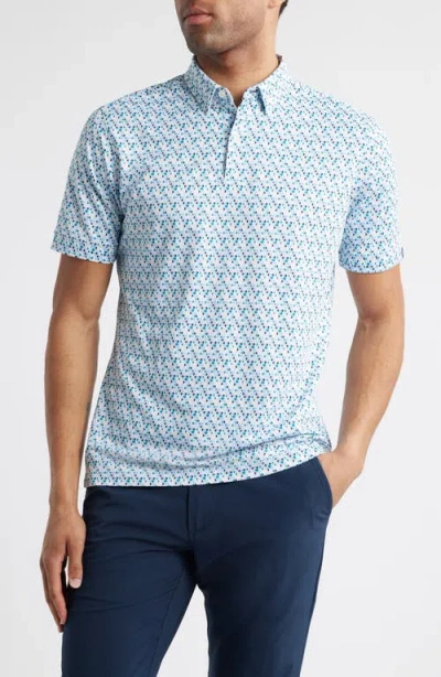 Mizzen + Main Mizzen+main Halyard Trim Fit Dot Print Performance Polo In White Broken Circle