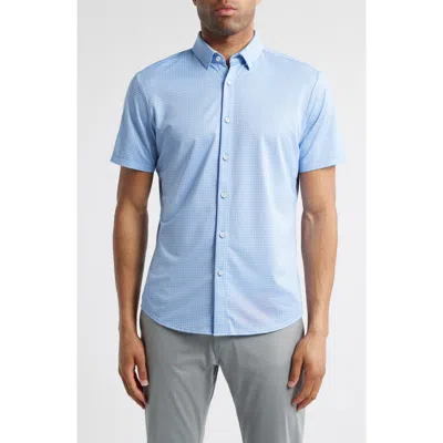 Mizzen + Main Mizzen+main Halyard Trim Fit Dot Print Short Sleeve Performance Button-up Shirt In Provence Woven Tile