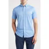 Mizzen + Main Mizzen+main Halyard Trim Fit Dot Short Sleeve Performance Button-up Shirt In Blue