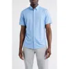 Mizzen + Main Mizzen+main Halyard Trim Fit Geo Print Short Sleeve Performance Button-up Shirt In Blue