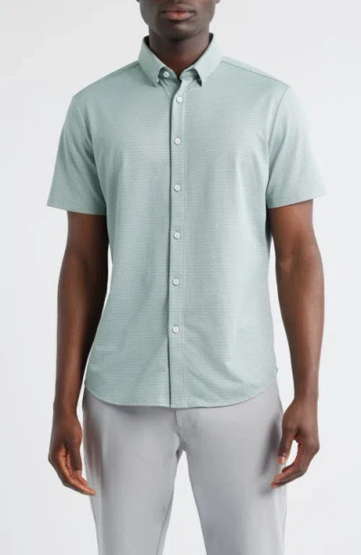 Mizzen + Main Mizzen+main Halyard Trim Fit Microprint Short Sleeve Performance Button-up Shirt In Green