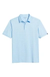 Mizzen + Main Mizzen+main Halyard Trim Fit Print Performance Polo In Light Blue Exclamation Geo