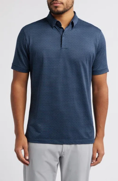 Mizzen + Main Mizzen+main Halyard Trim Fit Print Performance Polo In Navy Dot Stripe