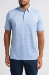 Mizzen + Main Mizzen+main Halyard Trim Fit Print Performance Polo In Sky Woodblock