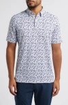 Mizzen + Main Mizzen+main Halyard Trim Fit Print Performance Polo In White Foliage