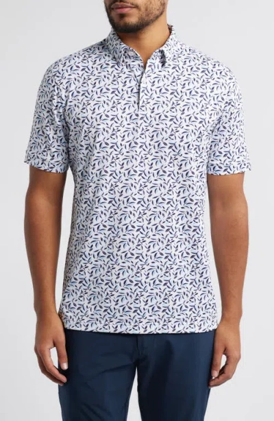 Mizzen + Main Mizzen+main Halyard Trim Fit Print Performance Polo In White Foliage