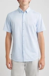 Mizzen + Main Mizzen+main Halyard Trim Fit Short Sleeve Performance Button-up Shirt In Blue