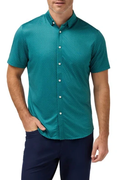Mizzen + Main Mizzen+main Halyard Trim Fit Short Sleeve Performance Button-up Shirt In Green