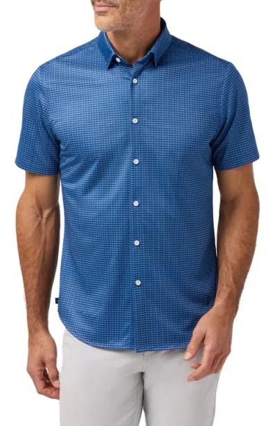 Mizzen + Main Mizzen+main Halyard Trim Fit Short Sleeve Performance Button-up Shirt In Blue