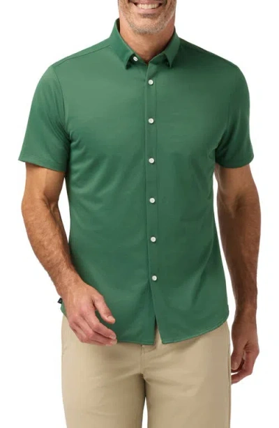 Mizzen + Main Mizzen+main Halyard Trim Fit Solid Short Sleeve Performance Button-up Shirt In Green