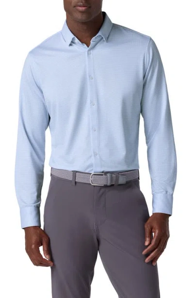 Mizzen + Main Mizzen+main Halyard Trim Fit Solid Textured Knit Button-up Shirt In Blue