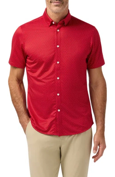 Mizzen + Main Mizzen+main Haylard Trim Fit Red Hot Dot Short Sleeve Button-up Shirt