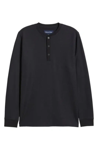 Mizzen + Main Mizzen+main Henderson Long Sleeve Performance Henley In Black Solid