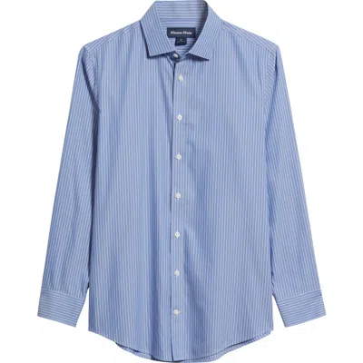 Mizzen + Main Mizzen+main Hilton Pinstripe Performance Cotton Blend Button-up Shirt In Blue