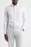 Mizzen + Main Mizzen+main Hilton Trim Fit Grid Performance Cotton Blend Button-up Shirt In White
