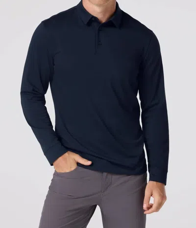 Mizzen + Main Kent Long Sleeve Polo In Navy In Blue