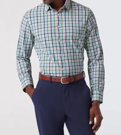 Mizzen + Main Leeward Classic Fit Long Sleeve Dress Shirt In Leaf Coastal Plaid In Blue