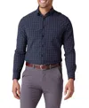 Mizzen + Main Leeward Trim Fit Navy Dash Geo Print Performance Button-up Shirt In Navy Lexington Plaid