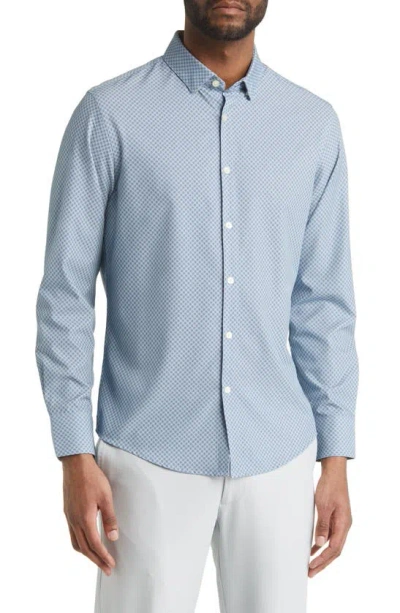 Mizzen + Main Leeward Floral Button-up Performance Shirt In Ashley Blue
