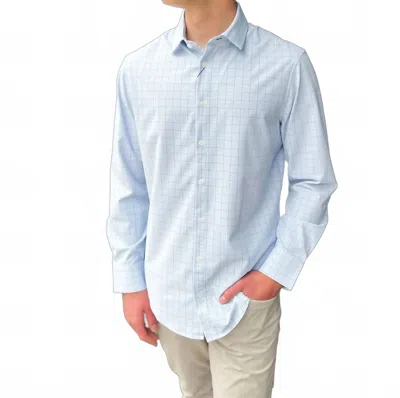 Mizzen + Main Leeward Long Sleeve Dress Shirt In Sky Crayton Plaid In Blue