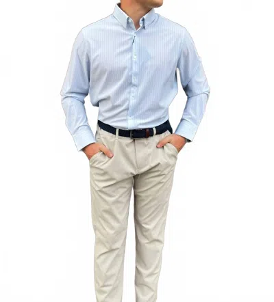 Mizzen + Main Leeward Long Sleeve Dress Shirt In Sky Herringbone In Blue