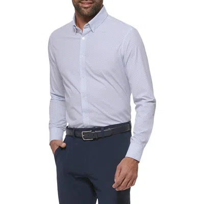 Mizzen + Main Mizzen+main Leeward Microprint Stretch Performance Button-up Shirt In White