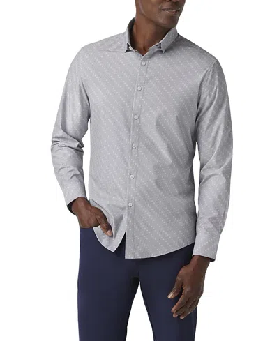 Mizzen + Main Mizzen+main Leeward No Tuck Long Sleeve Dress Shirt Silver-tone Dotted Diamond In Light/pastel Grey