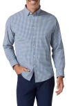 Mizzen + Main Mizzen+main Leeward No Tuck Trim Fit Gingham Performance Button-up Shirt In Blue